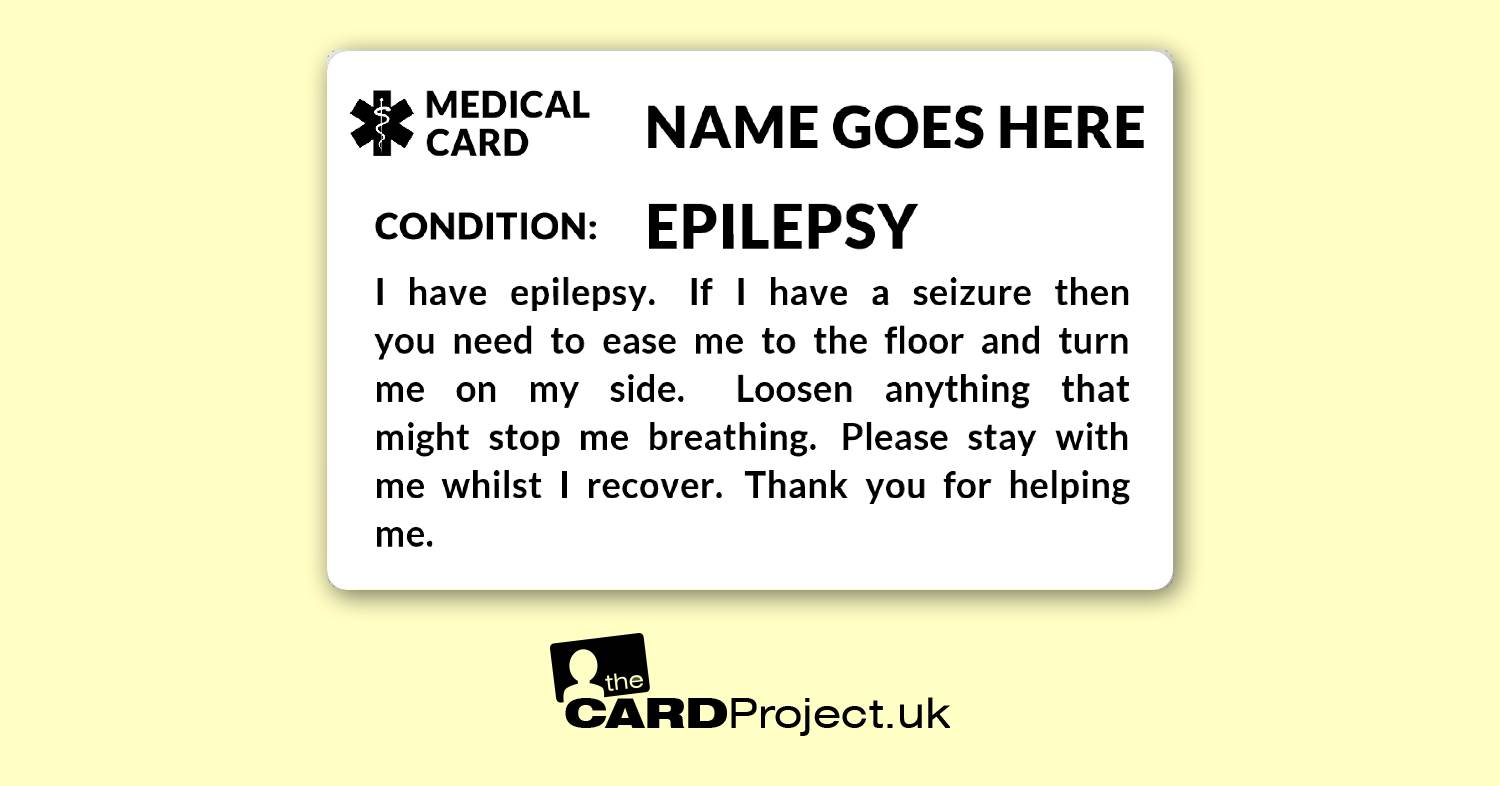 Epilepsy Awareness Medical Mono ID Card  (FRONT)